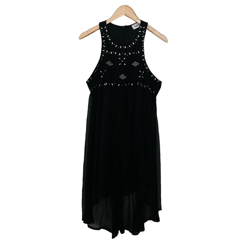 Meghan Los Angeles Black Embellished  Sleeveless Dress Size Large